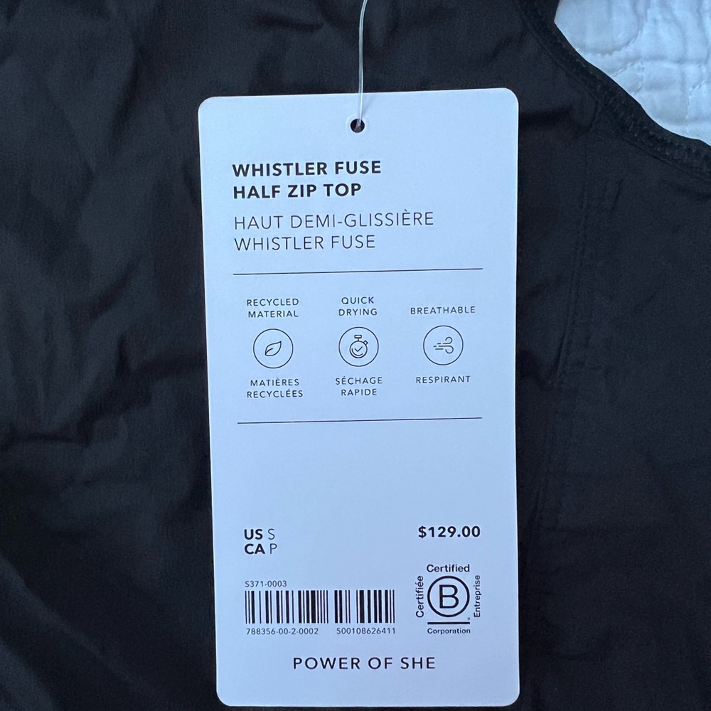 Athleta Black Whistler Fuse Half Zip Top - Picture 2 of 2